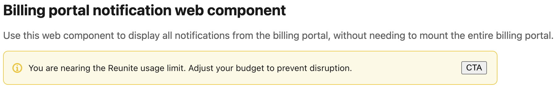 Billing portal notification web component