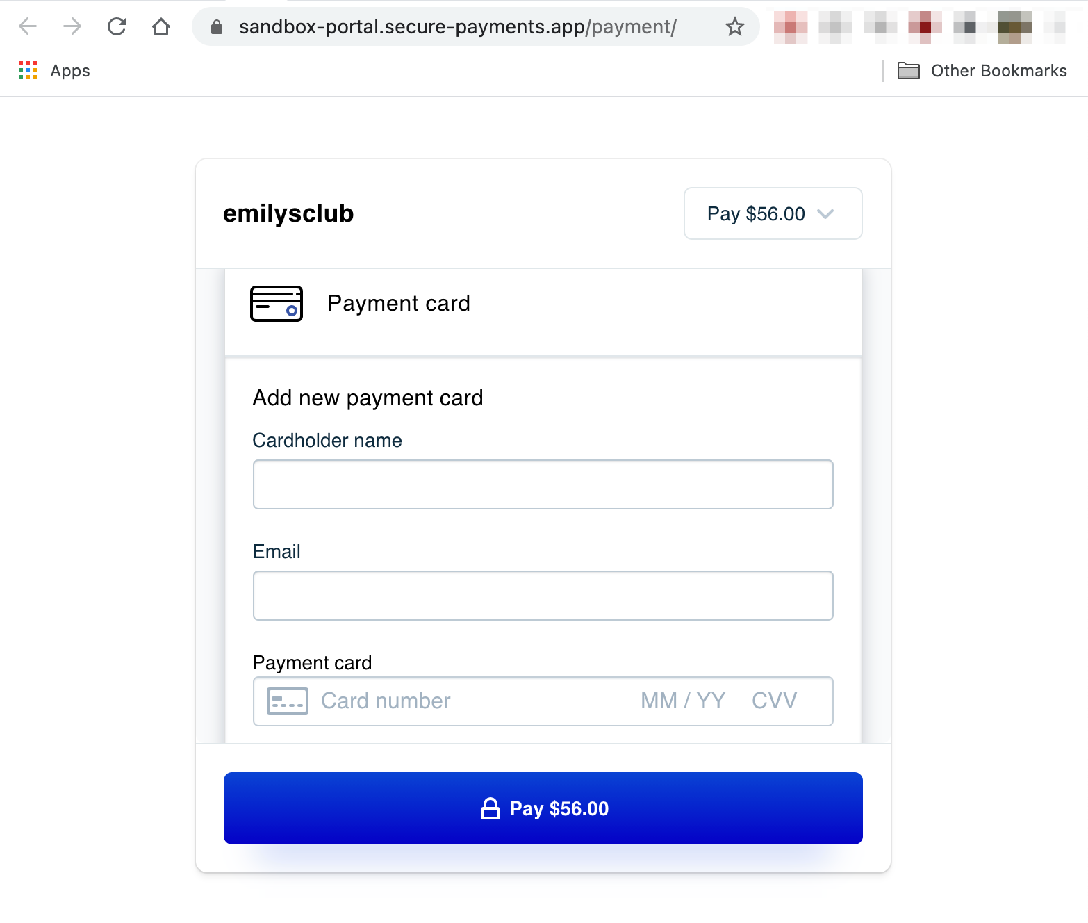 example hosted payment form