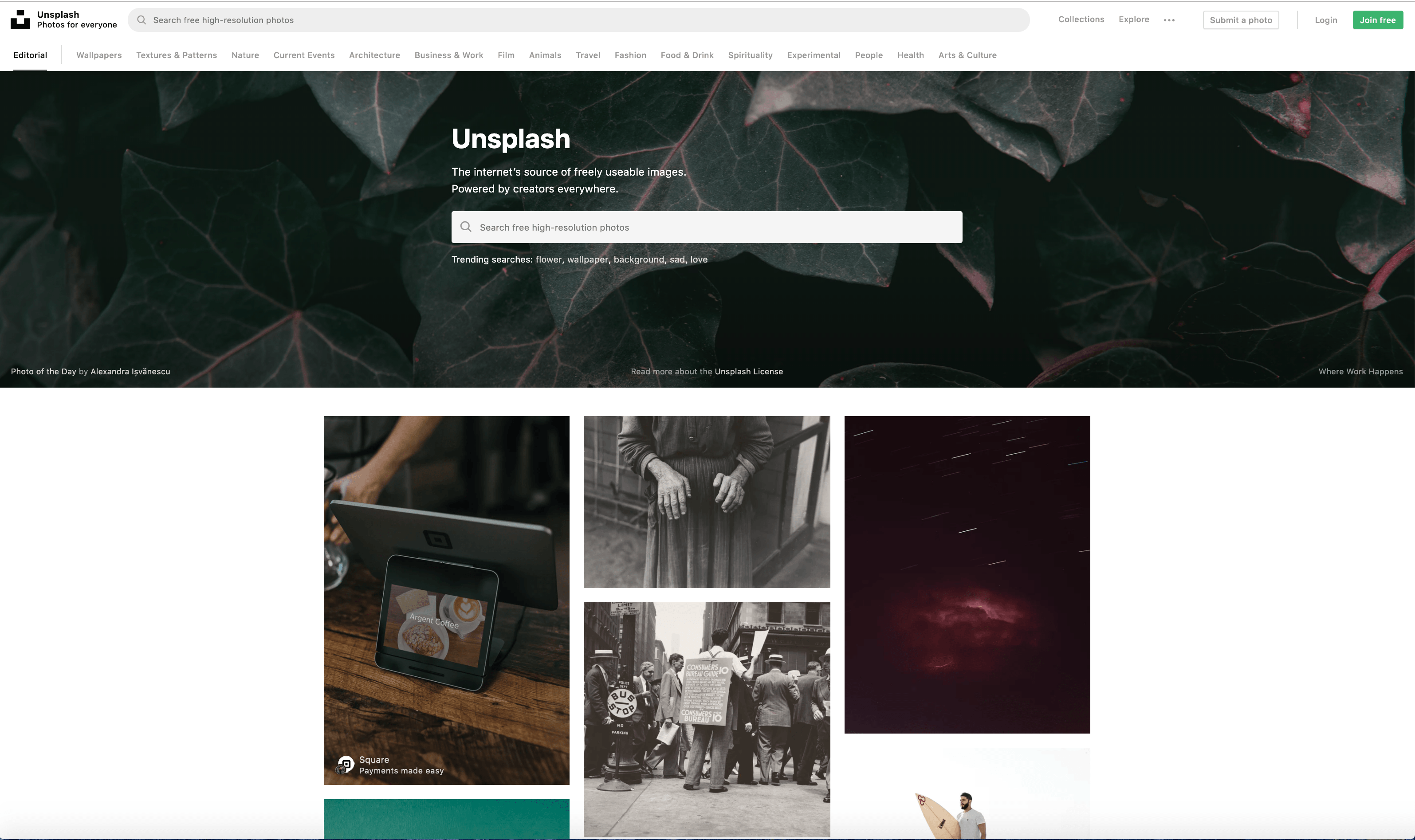 Unsplash example images