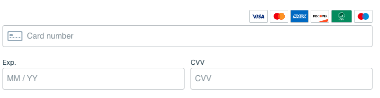 Payment card split layout